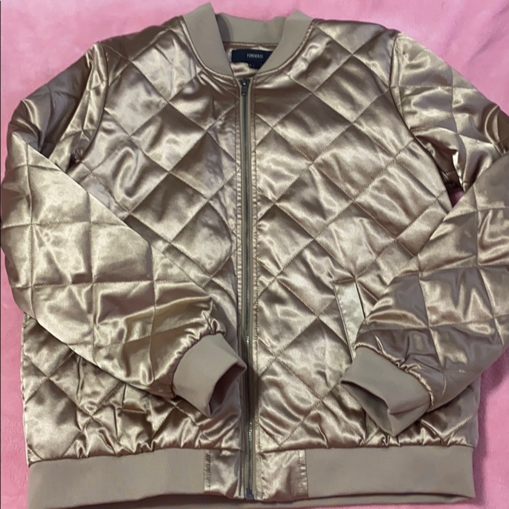 BRAND NEW GOLD QUILTED BOMBER JACKET